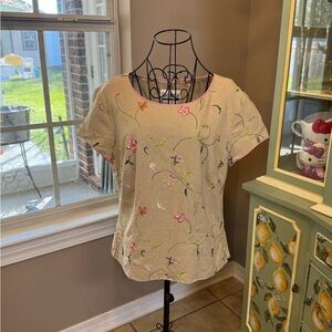 Sheri Martin Beige Floral Blouse